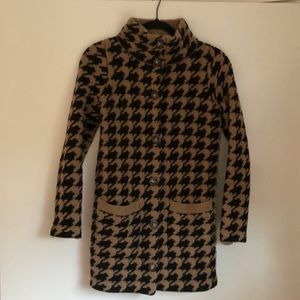 Madewell houndstooth sweater jacket.